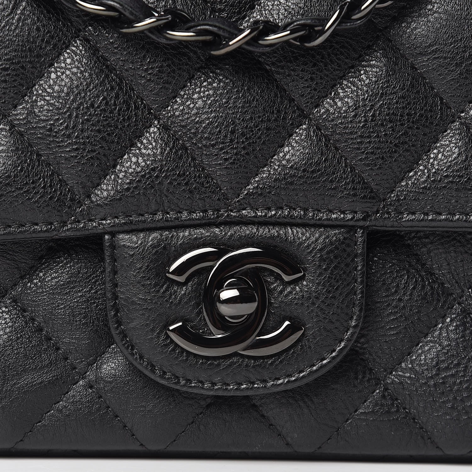 Chanel Crumpled Calfskin Quilted Mini Rectangular Flap So Black 8 of 12
