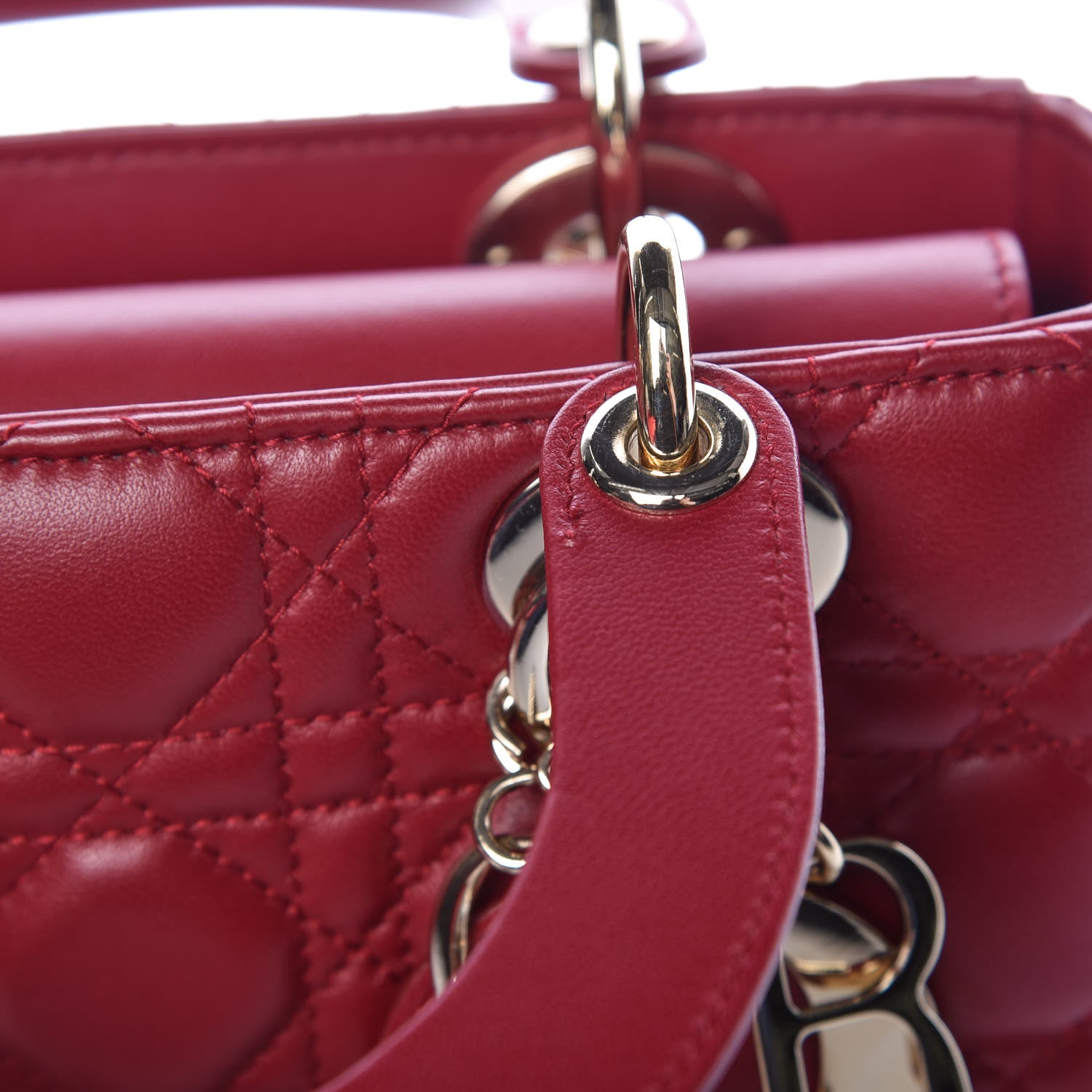 Christian Dior Lambskin Cannage Small My Lady Dior Red 11 of 12