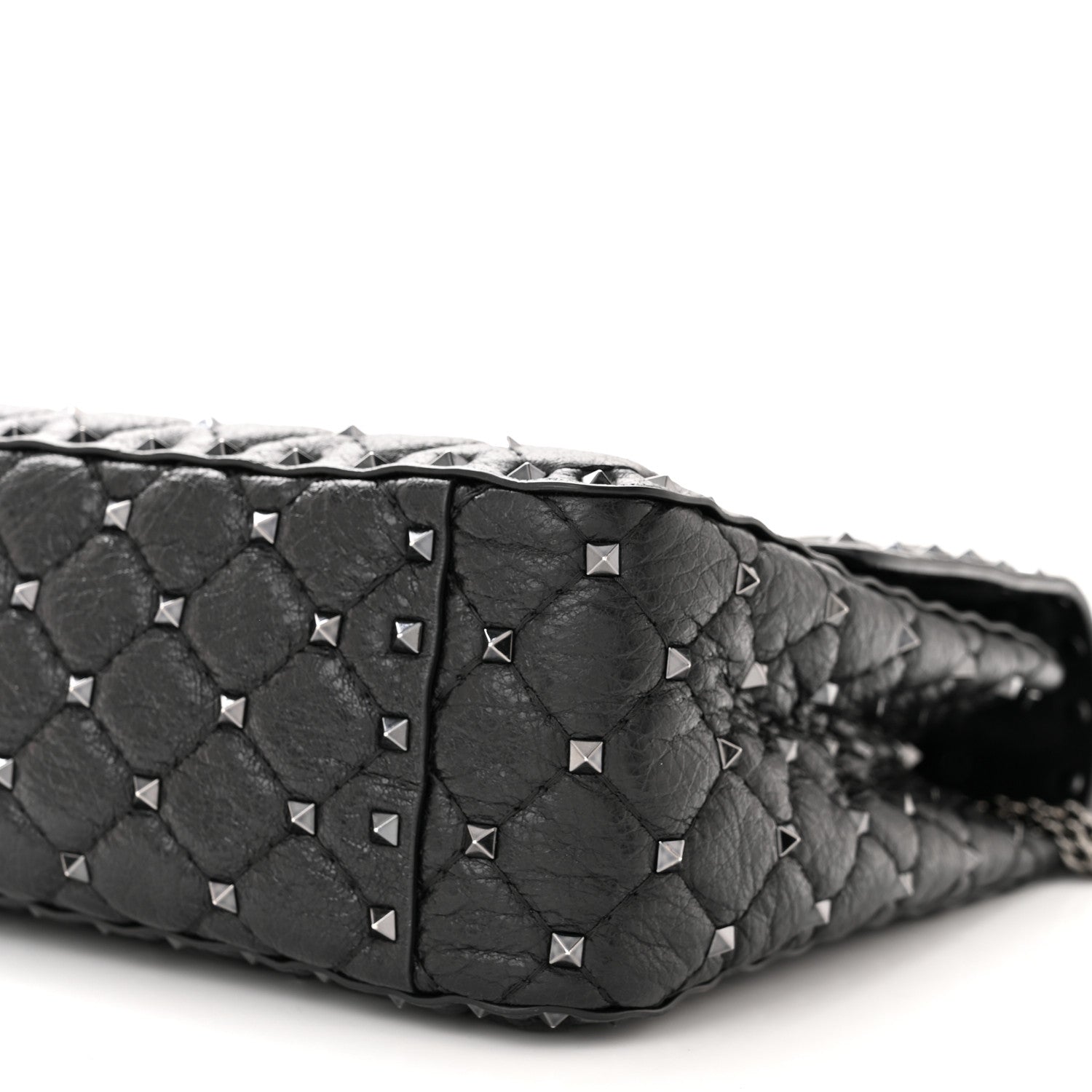Valentino Garavani Craquele Nappa Large Rockstud Spike Shoulder Bag Black 9 of 9