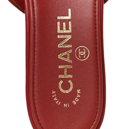 Chanel Lambskin CC Thong Sandals 37 Burgundy 9 of 9