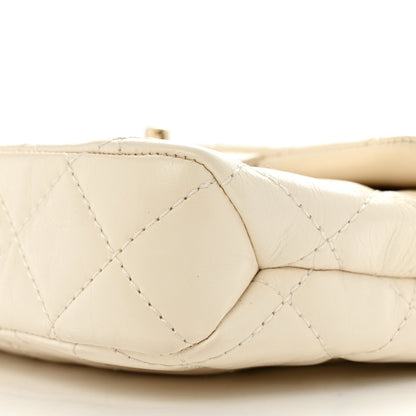 Chanel Shiny Crumpled Calfskin Quilted Top Handle Flap White 10 of 14
