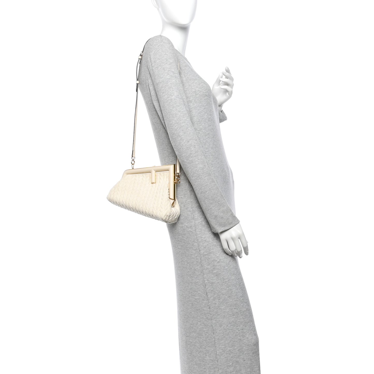 Woven Knit Nappa Small Fendi First White
