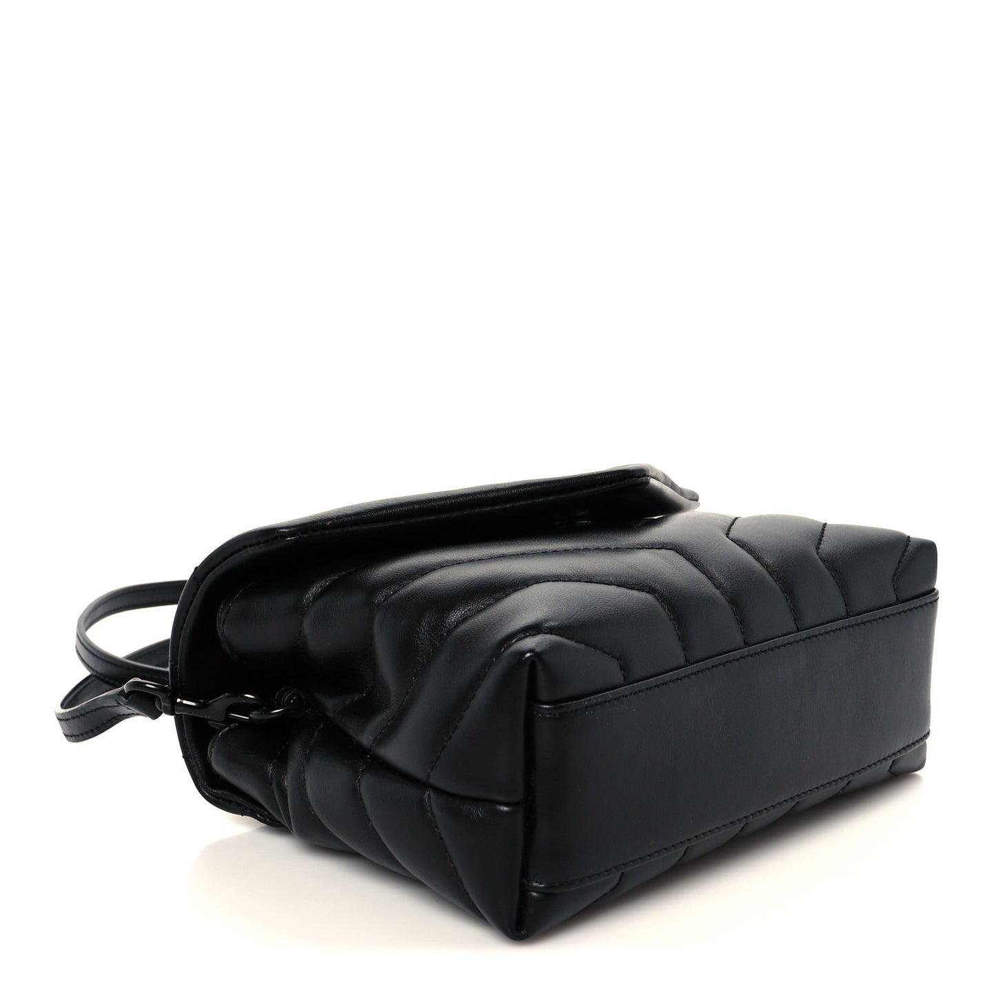 Calfskin Y Quilted Monogram Monochrome Toy Loulou Crossbody Bag Black