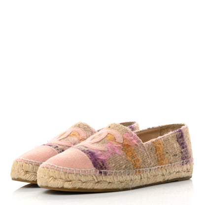 Chanel Tweed CC Espadrilles 37 Pink Multicolor 3 of 9