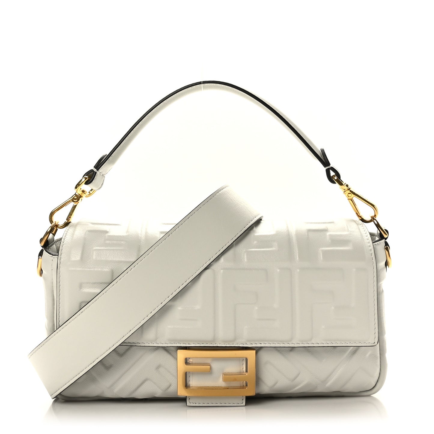 Nappa FF 1974 Embossed Baguette White