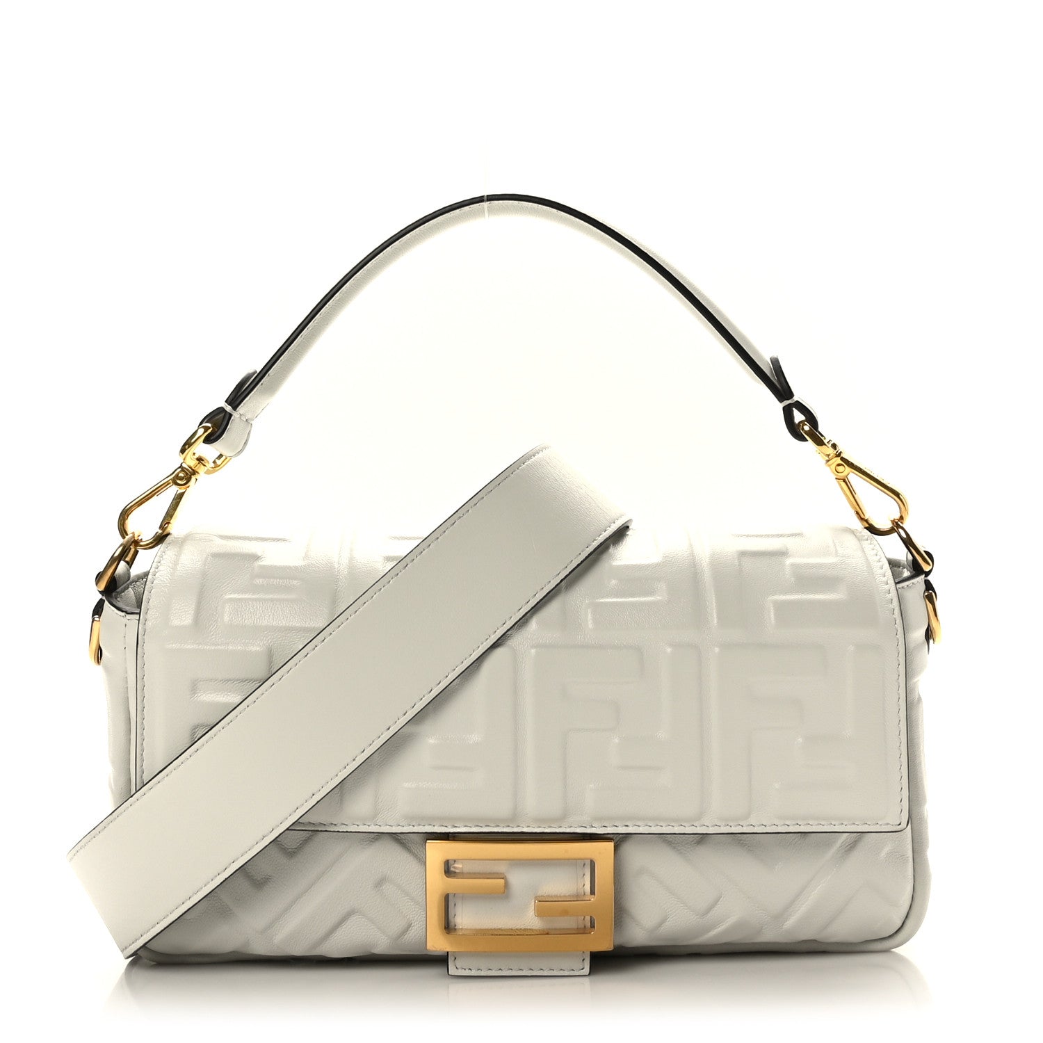 Fendi Nappa FF 1974 Embossed Baguette White 1 of 8