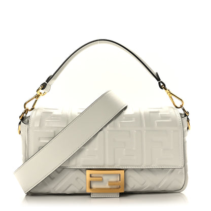 Fendi Nappa FF 1974 Embossed Baguette White 1 of 8