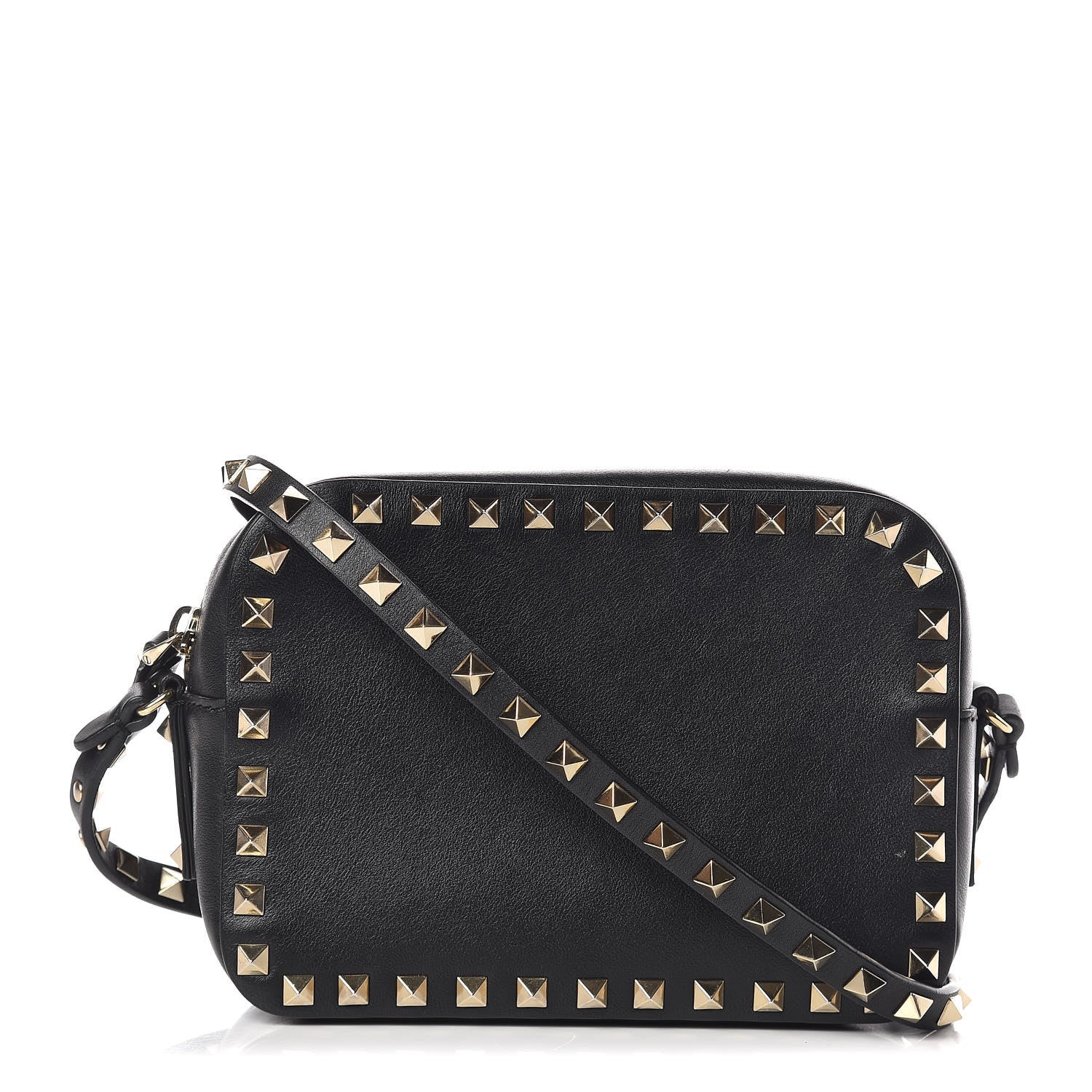 Valentino Garavani Calfskin Rockstud Camera Crossbody Bag Black 1 of 10