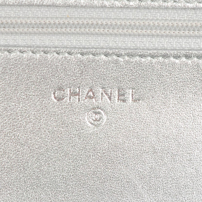 Chanel Metallic Lambskin Quilted Wallet On Chain WOC Silver 6 of 8