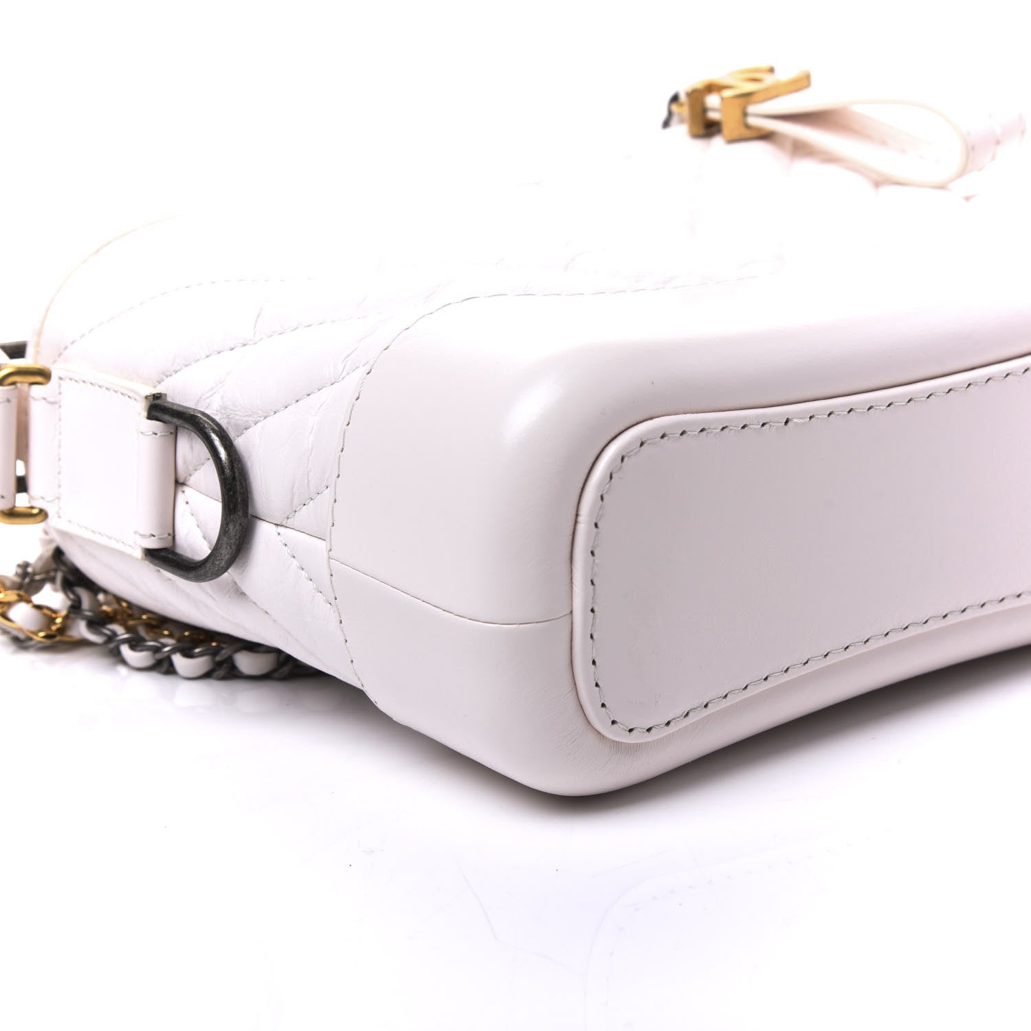 Chanel Aged Calfskin Chevron Quilted Small Gabrielle Hobo White 6 of 9