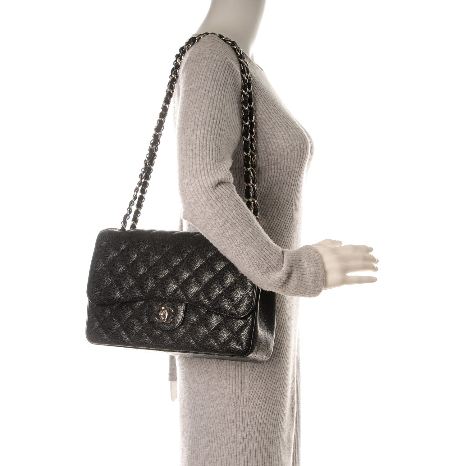Chanel Caviar Quilted Jumbo Double Flap Black 2 of 7