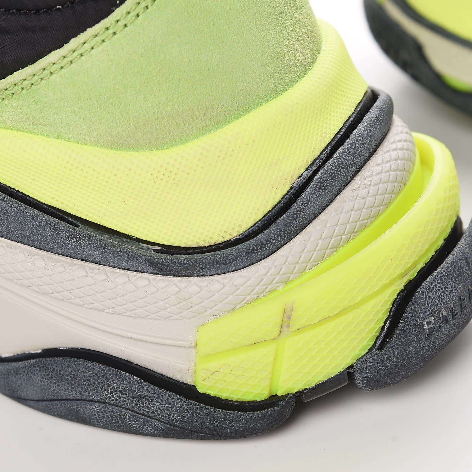 Balenciaga Nylon Suede Mens Triple S 2.0 Sneakers 43 Gris Black Jaune Fluo 10 of 11