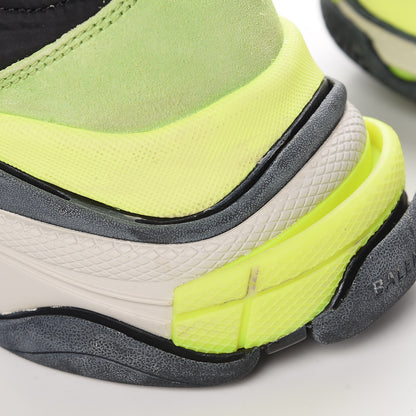 Balenciaga Nylon Suede Mens Triple S 2.0 Sneakers 43 Gris Black Jaune Fluo 10 of 11