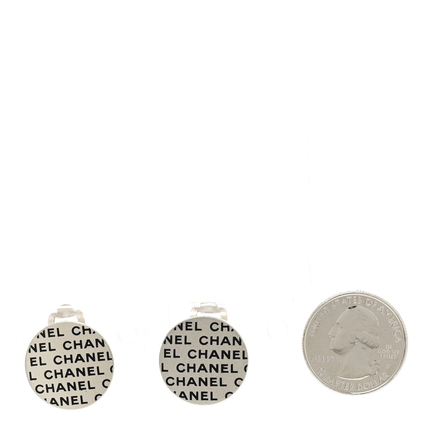Chanel Logo Clip On Earrings Silver 2 of 4