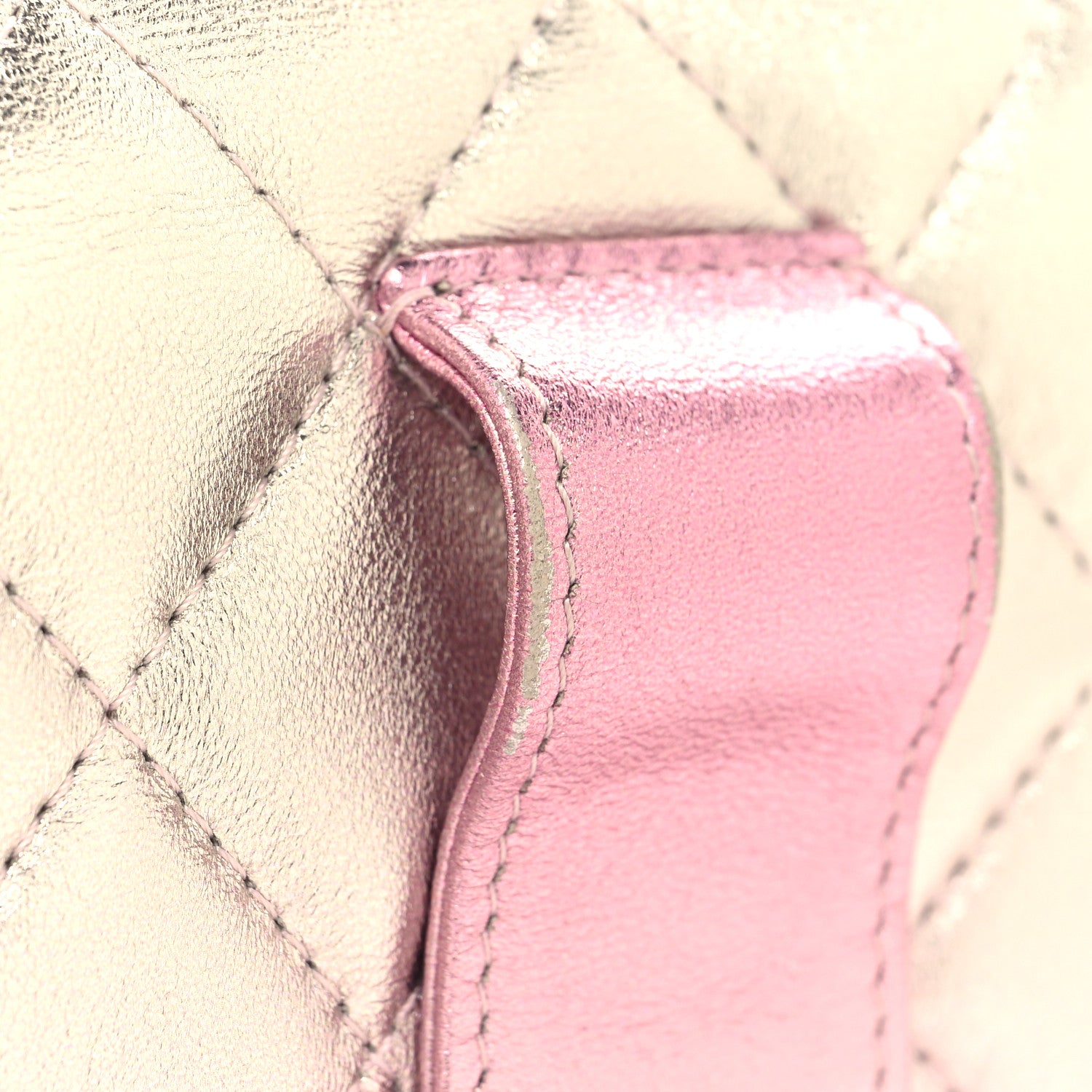 Chanel Gradient Metallic Lambskin Quilted Flap Chain Belt Bag Gold Pink 11 of 11