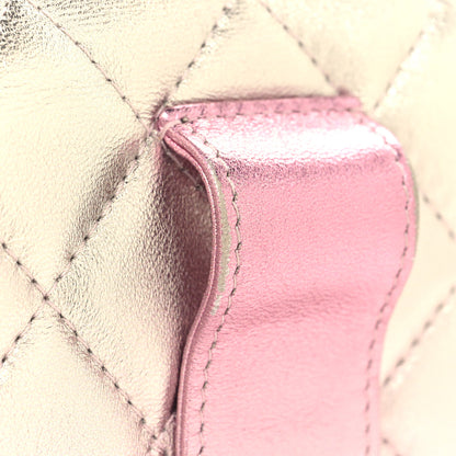 Chanel Gradient Metallic Lambskin Quilted Flap Chain Belt Bag Gold Pink 11 of 11