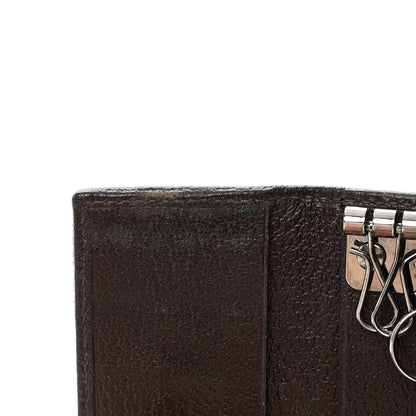 Gucci Monogram Textured Calfskin Metal Bar 6 Key Holder Case Beige Ebony Cocoa 8 of 12