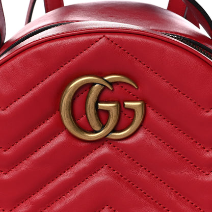Gucci Calfskin Matelasse GG Marmont Dome Backpack Hibiscus Red 11 of 13