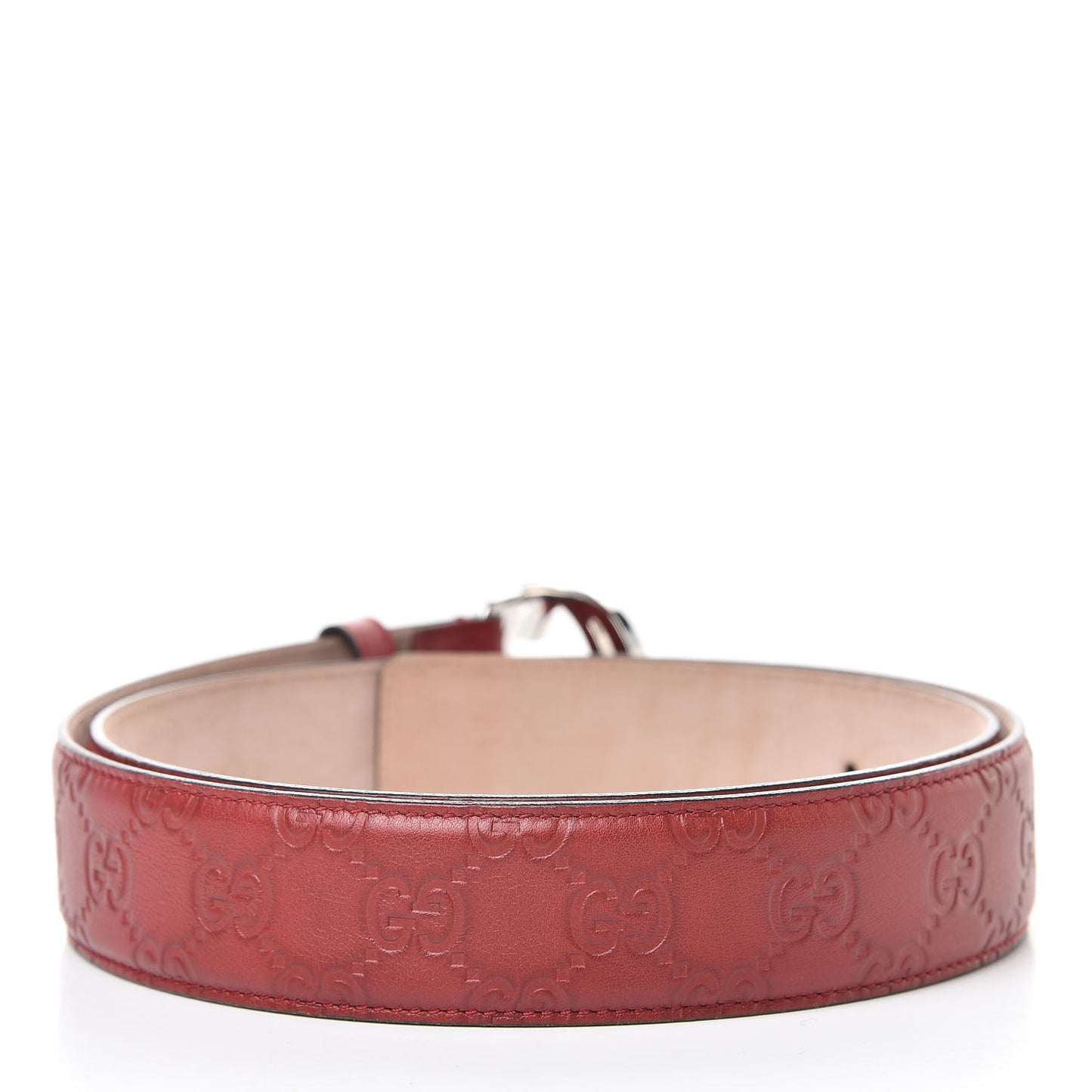 Soft Guccissima Margaux Calfskin Nickel Interlocking G 37mm Belt 95 38 Rosso