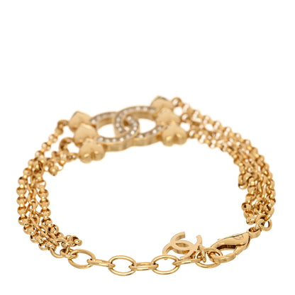 Chanel Crystal CC Heart Link Bracelet Gold 3 of 5