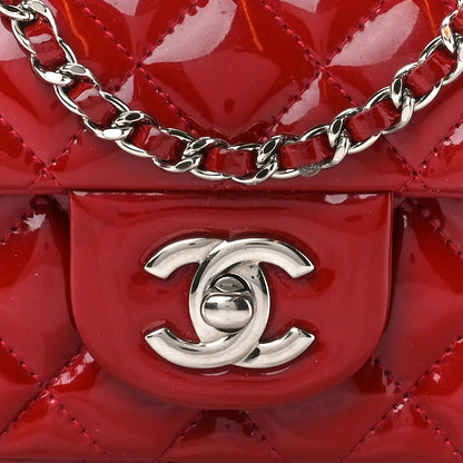 Chanel Patent Calfskin Quilted Extra Mini Rectangular Flap Red 9 of 12