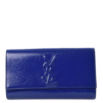 Saint Laurent Textured Patent Calfskin Large Belle De Jour Clutch Royal Blue 1 of 7