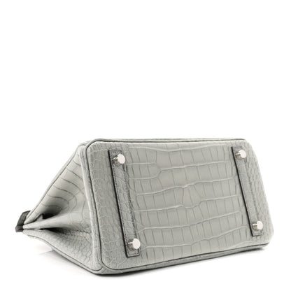 Hermes Matte Alligator Birkin 25 Gris Ciment 4 of 11