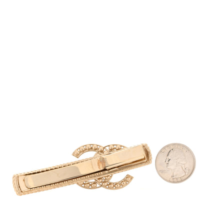 Chanel Metal Crystal Pearl CC Hair Clip Gold Pearly White 2 of 4
