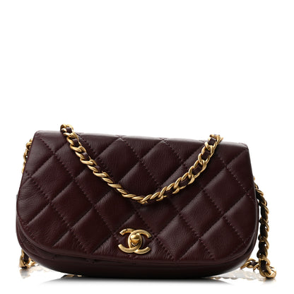 Chanel Calfskin Quilted Coco Mail Clutch With Chain Burgundy 1 of 12