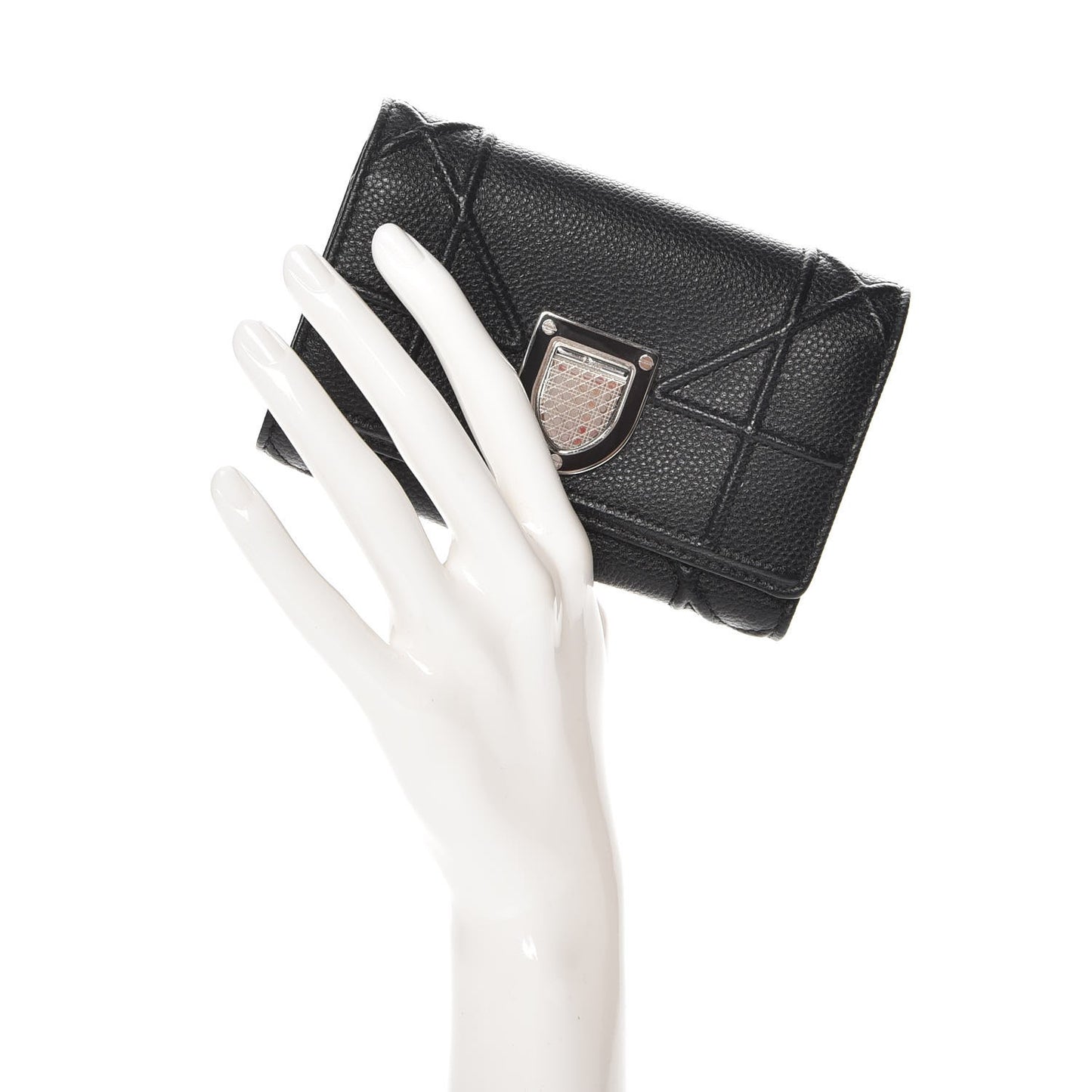 Grained Calfskin Cannage Diorama Elancee Wallet Black