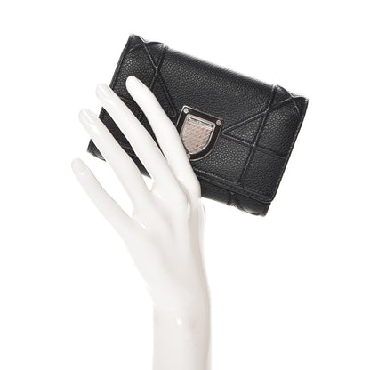 Christian Dior Grained Calfskin Cannage Diorama Elancee Wallet Black 2 of 8