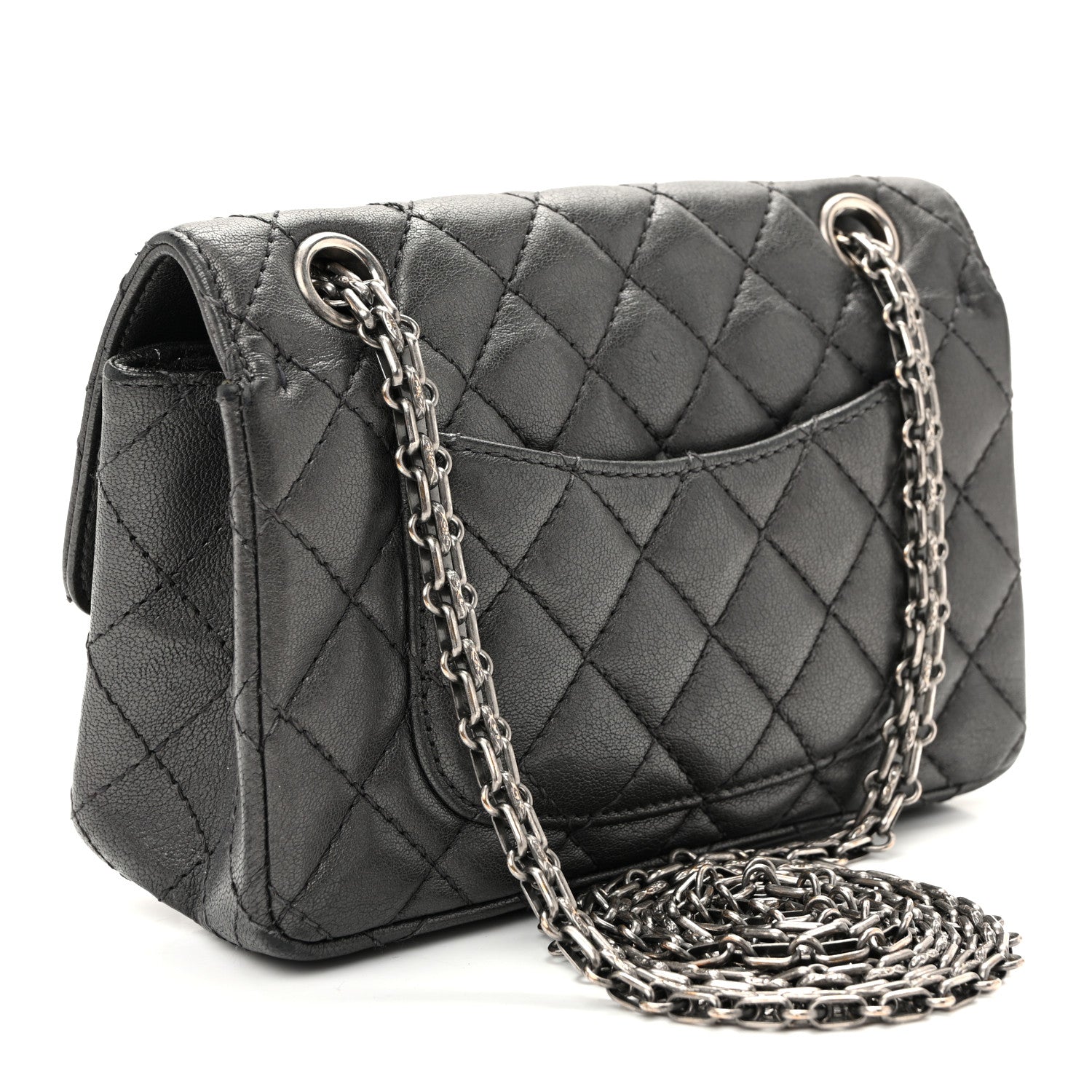 Chanel Goatskin Quilted 2.55 Reissue Mini Flap Dark Silver 1915645