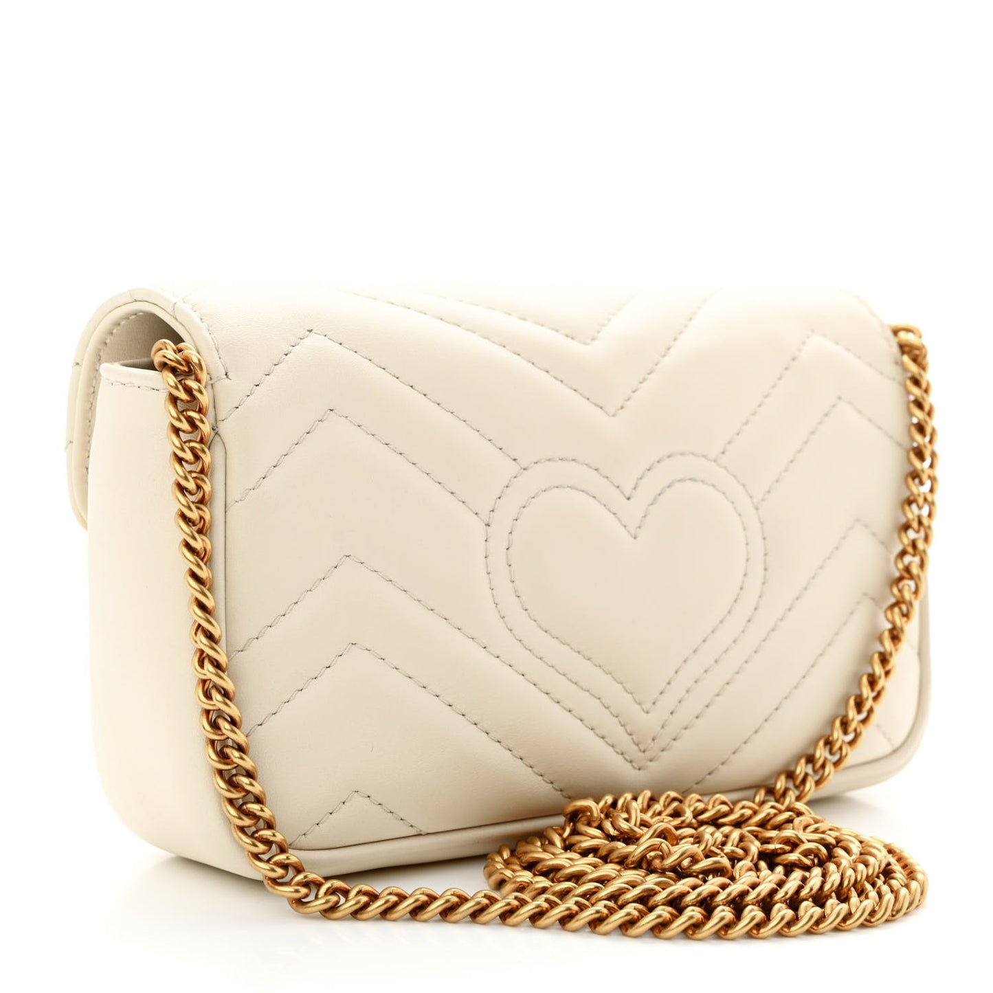 Calfskin Matelasse Super Mini GG Marmont Shoulder Bag White