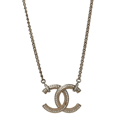 Chanel Crystal CC Pendant Necklace Gold 1 of 4