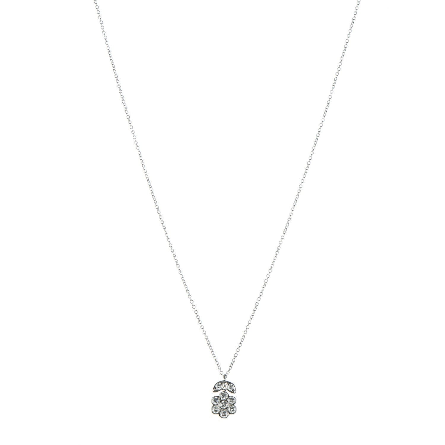 Tiffany Platinum Diamond Flower Blossom Pendant Necklace 1 of 5