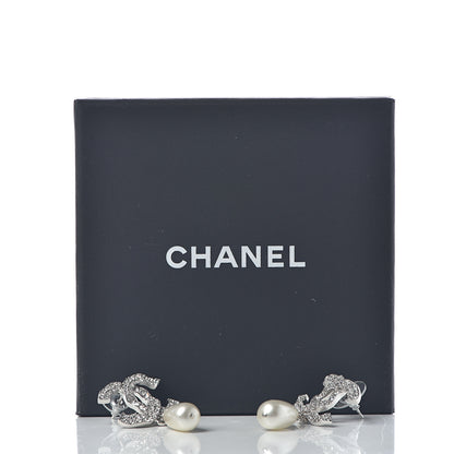 Chanel Crystal Pearl CC Drop Darling Bows Earrings Silver Pearly White 5 of 5