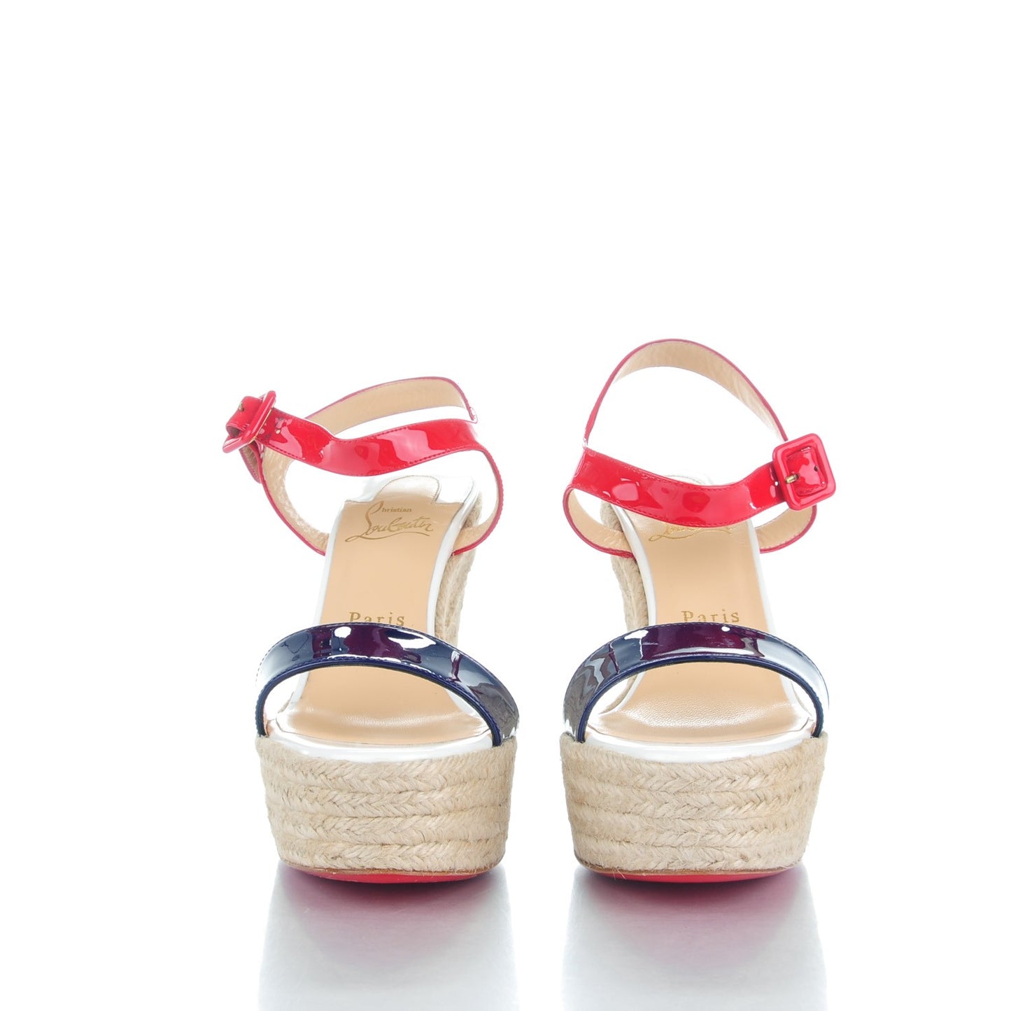 Patent Spachica 140 Wedge Sandals 38 Red White Navy