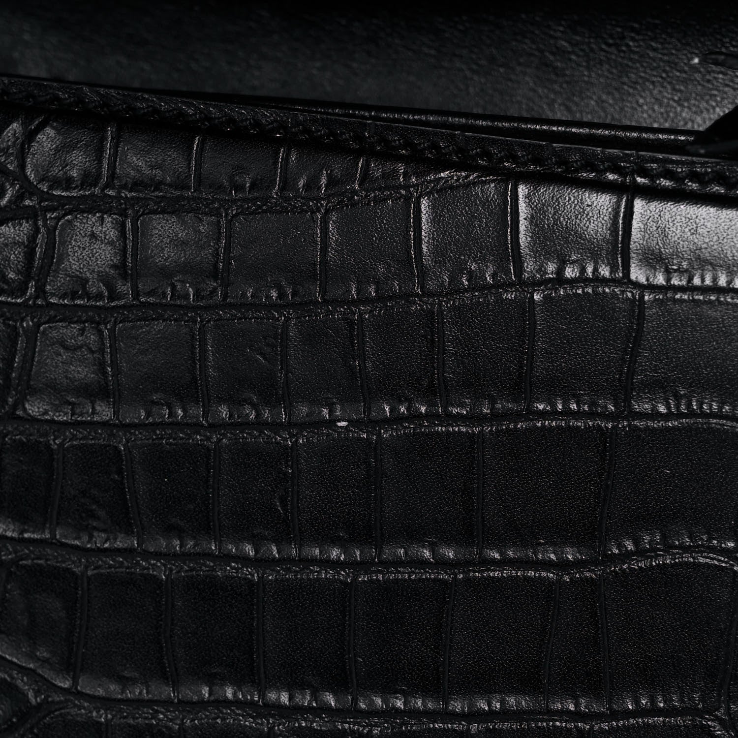 Saint Laurent Calfskin Crocodile Embossed Medium Babylone Black 12 of 13