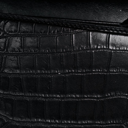 Saint Laurent Calfskin Crocodile Embossed Medium Babylone Black 12 of 13
