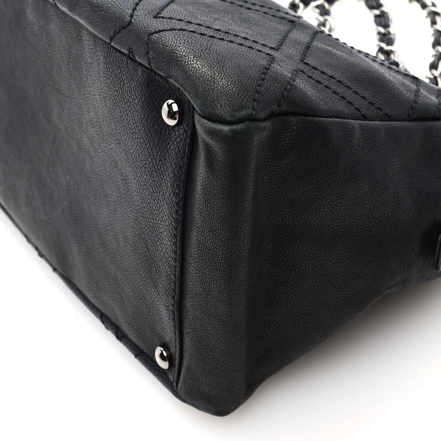 Calfskin Small Diamond Stitch Tote Black