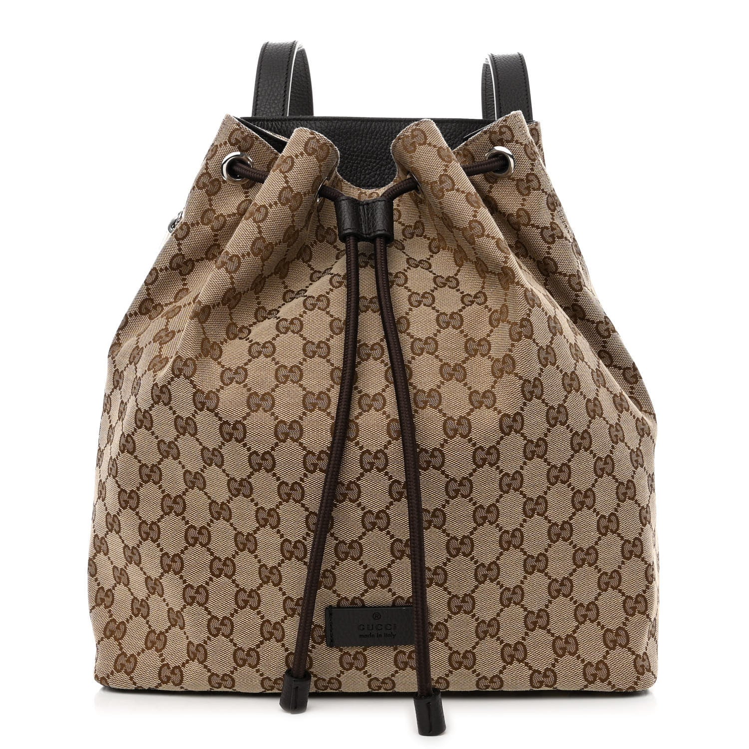 Gucci Monogram Dollar Calfskin O Drawstring Backpack Beige Ebony Testa di Moro Dark Chocolate 1 of 10