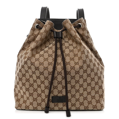 Gucci Monogram Dollar Calfskin O Drawstring Backpack Beige Ebony Testa di Moro Dark Chocolate 1 of 10