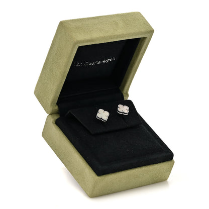 Van Cleef & Arpels 18K White Gold Mother of Pearl Sweet Alhambra Earrings 5 of 5