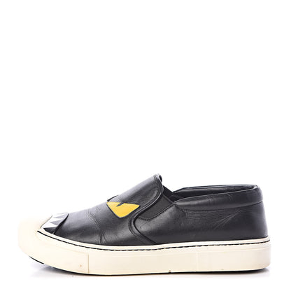 Fendi Vitello Elite Monster Eyes Slip On Sneakers 38 Black 1 of 9