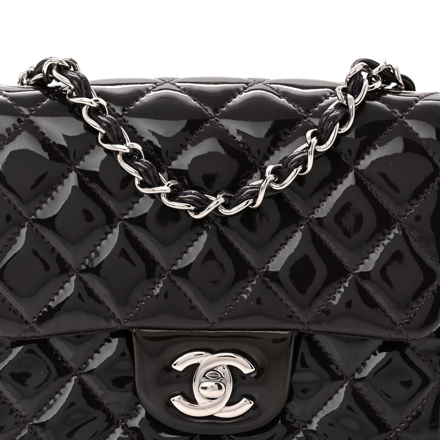 Chanel Patent Quilted Mini Square Flap Purple 8 of 10
