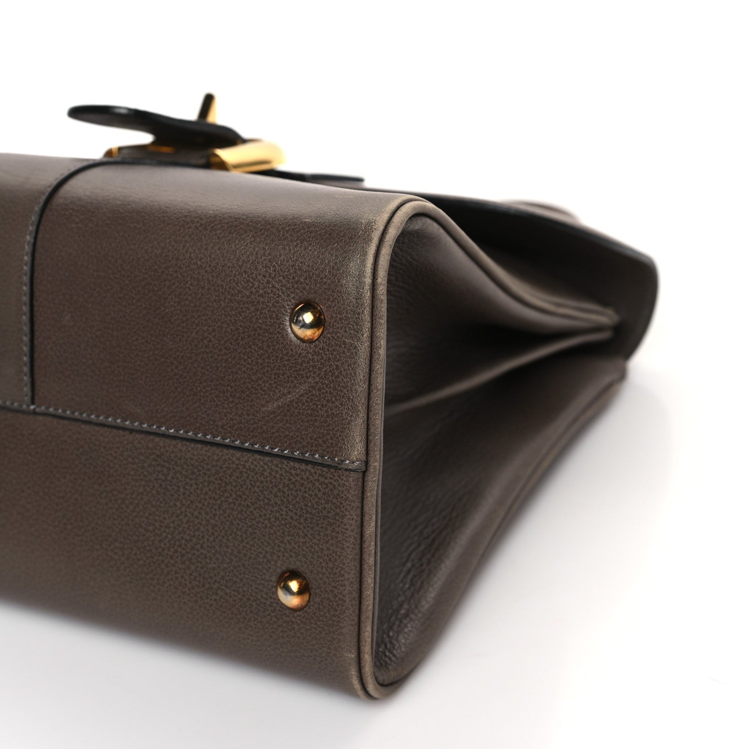 Delvaux Grained Calfskin MM Brillant Satchel Smoked Brown 8 of 11