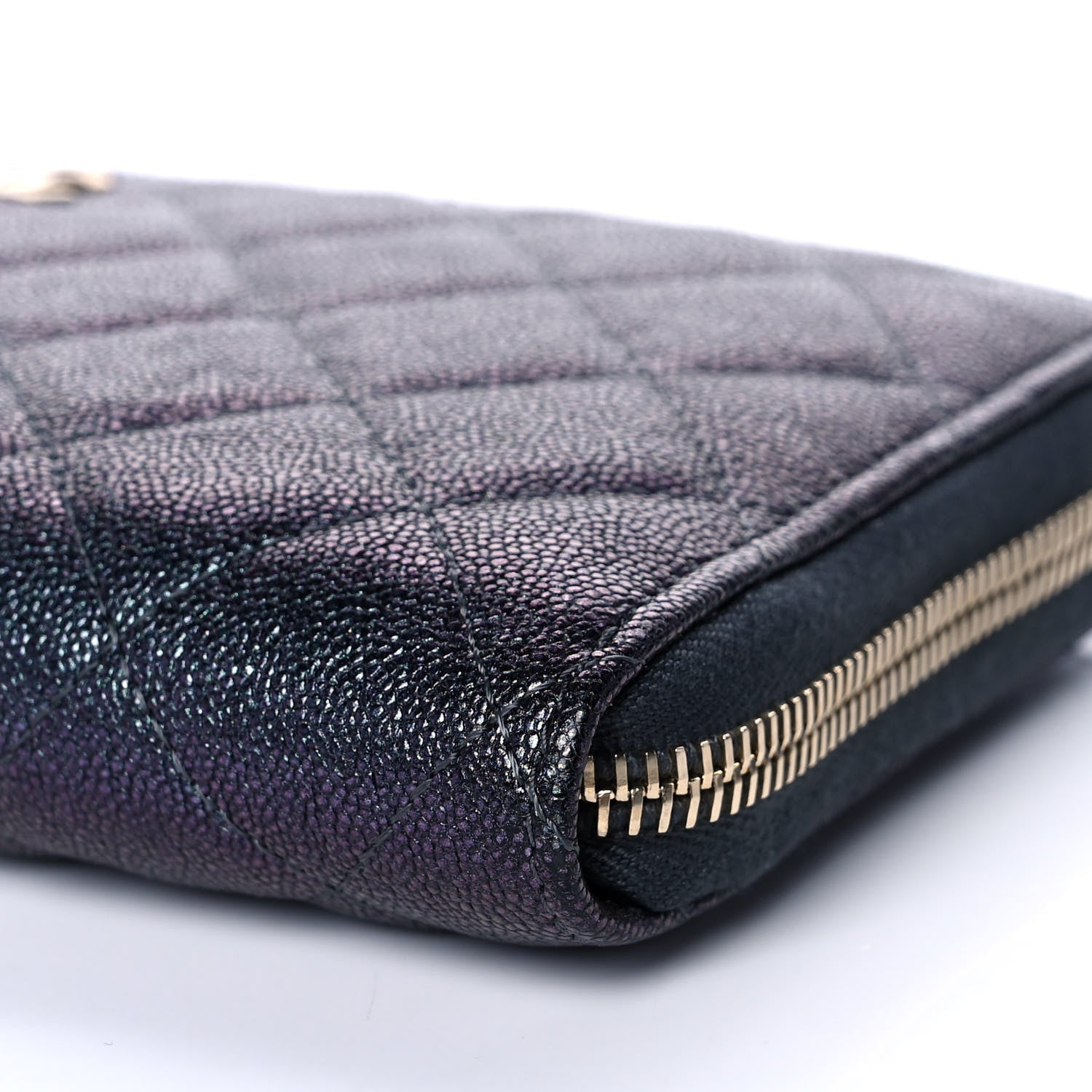 Chanel Iridescent Caviar Quilted Long Zip Around Wallet Black 11 of 14