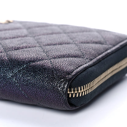 Chanel Iridescent Caviar Quilted Long Zip Around Wallet Black 11 of 14