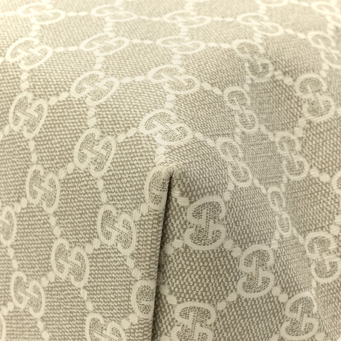 GG Supreme Monogram Textured Dollar Calfskin Web Medium Ophidia Shopping Tote Beige Mystic White Oatmeal