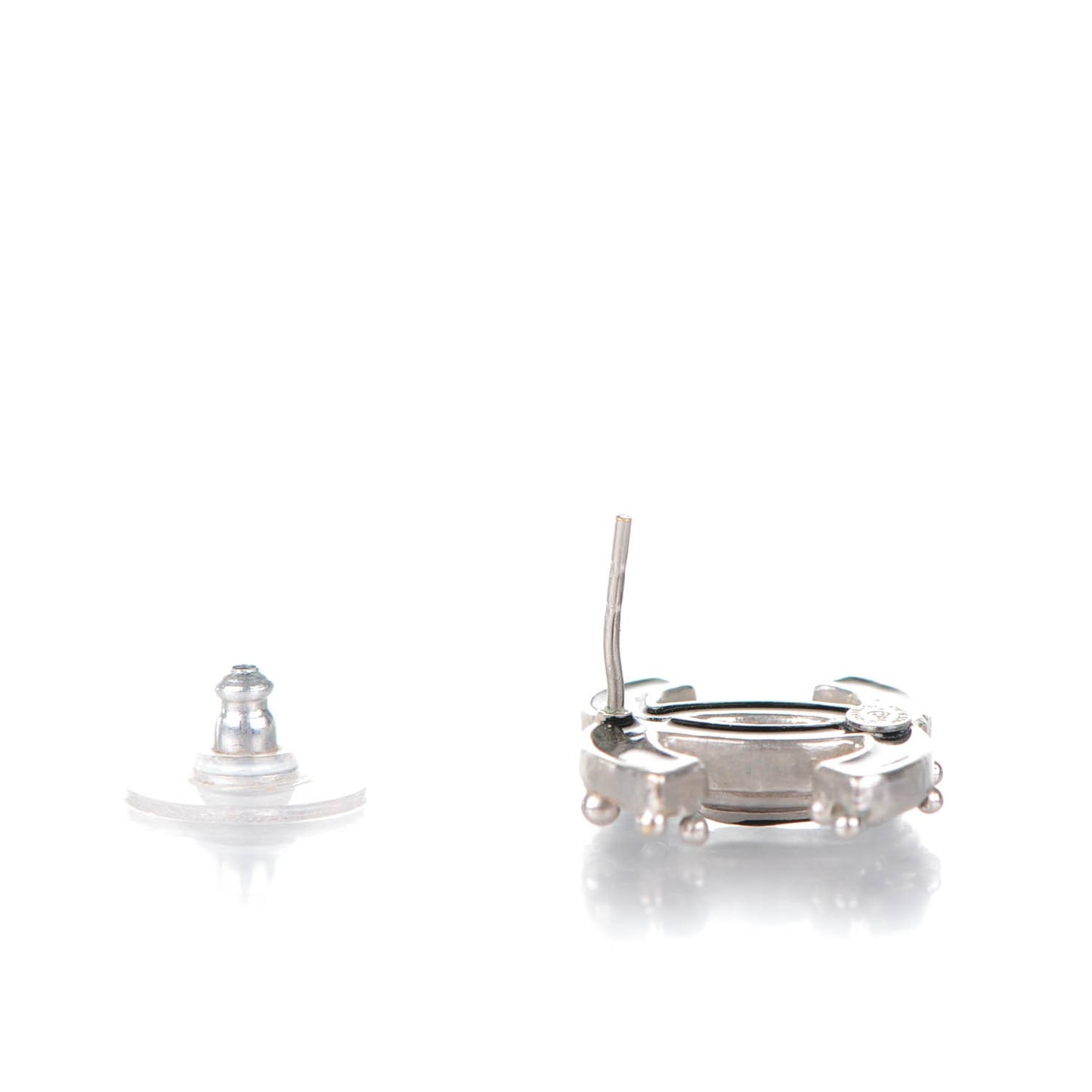 Enamel CC Earrings Black Silver